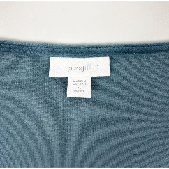 Pure Jill by J.Jill Teal Velour Long Sleeve Top Cozy Casual Lounge Size XL Petit - Picture 3 of 3